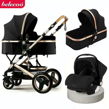 Luxurious Baby Stroller 3 in 1 Portable Travel Carriage Folding Prams