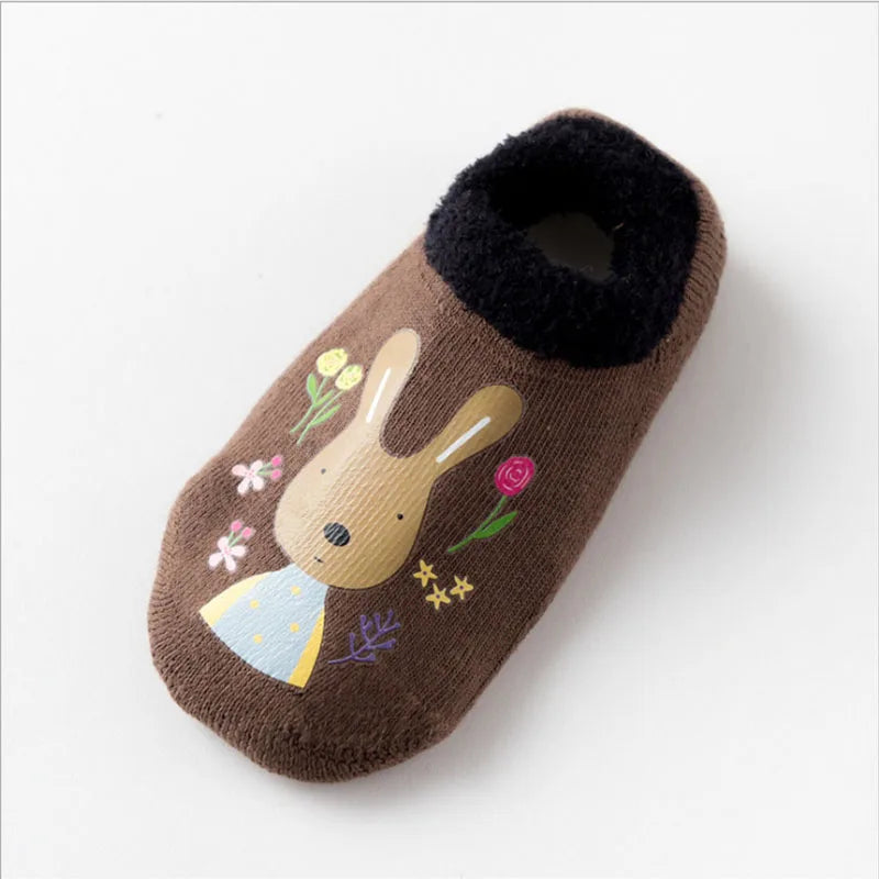 Chaussettes bébé chaudes et antidérapantes – Imprimé animal et éponge douce