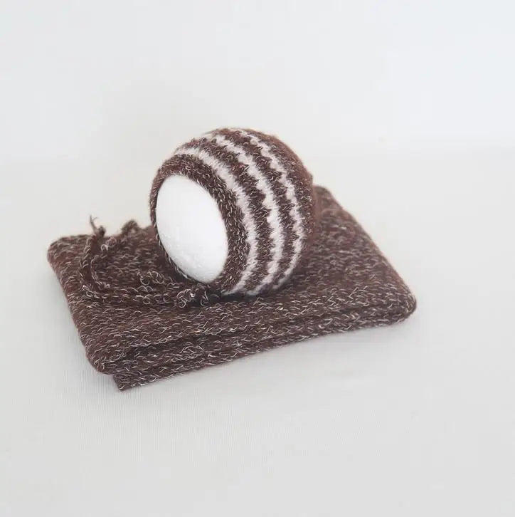 Ensemble couverture et bonnet en mohair tricoté pour nouveau-né, accessoire photo
