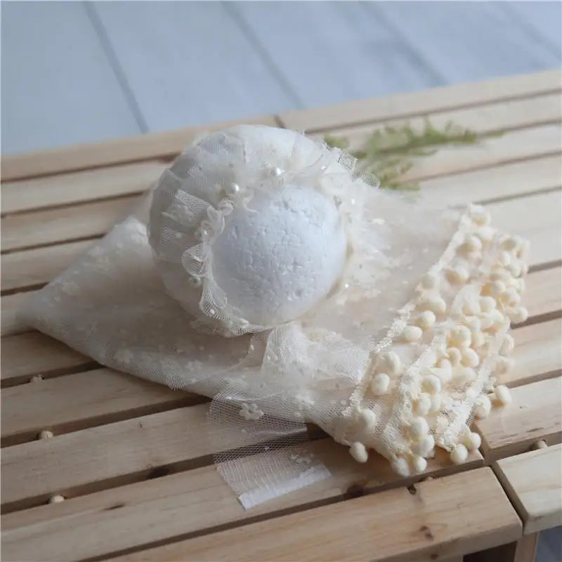 Vintage Newborn Knit Wrap and Bonnet Set for Photography Props