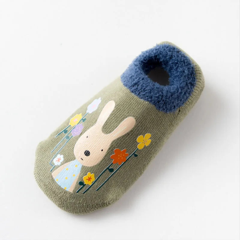 Chaussettes bébé chaudes et antidérapantes – Imprimé animal et éponge douce