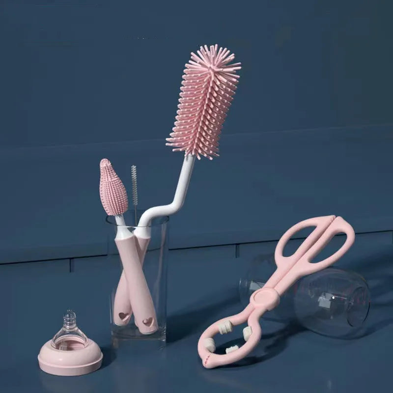 Kit de nettoyage en silicone à 360° | Brosse pour biberons, tétines et pailles