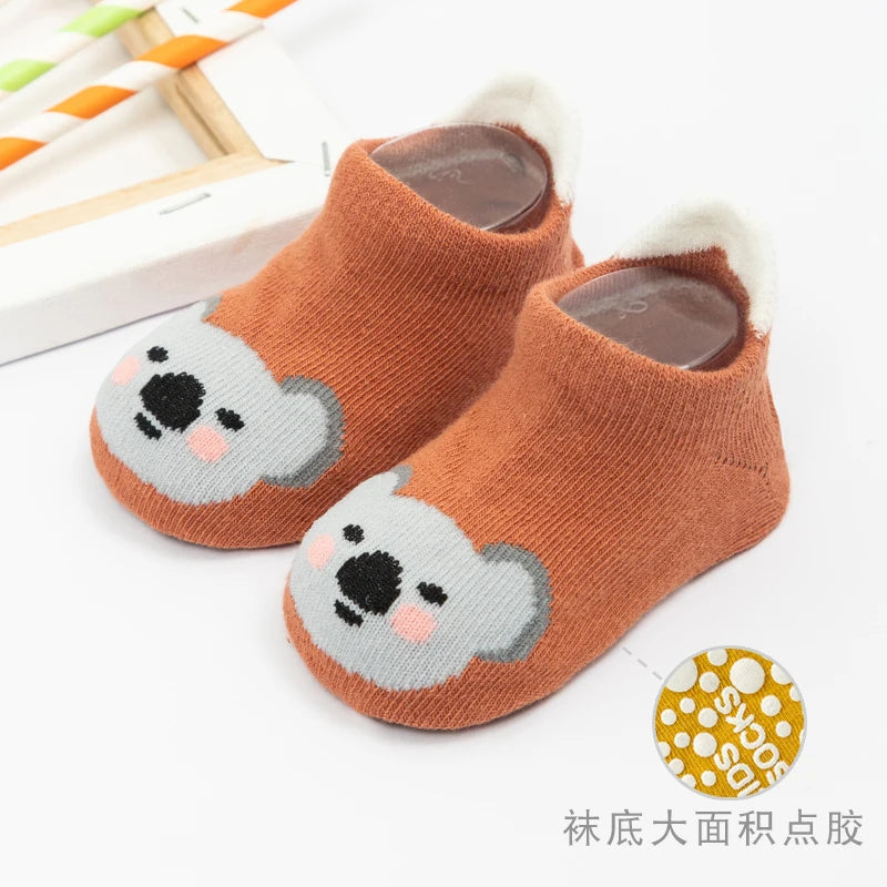 Chaussettes bébé antidérapantes mignonnes – Imprimé animal d'été