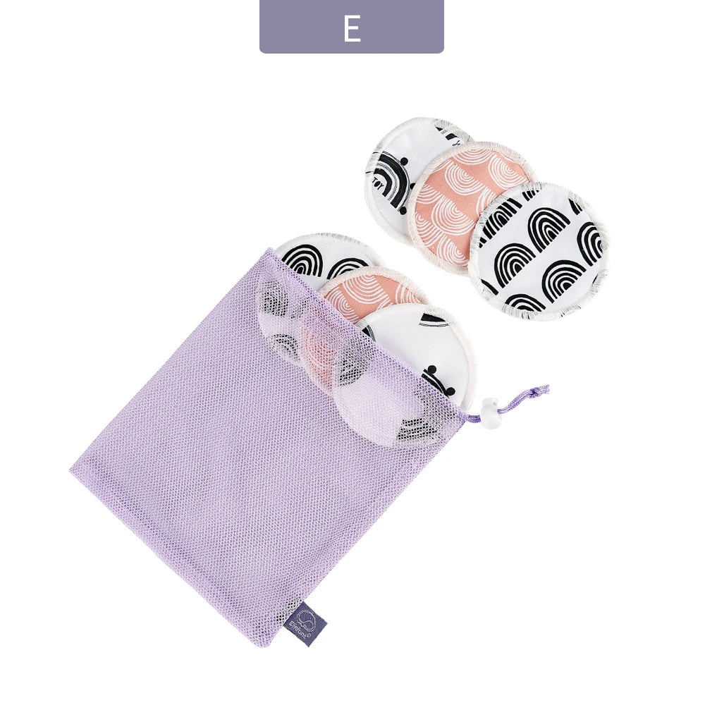Elinfant Reusable Bamboo Breast Pads – 6pcs Washable Nursing Set with Bag