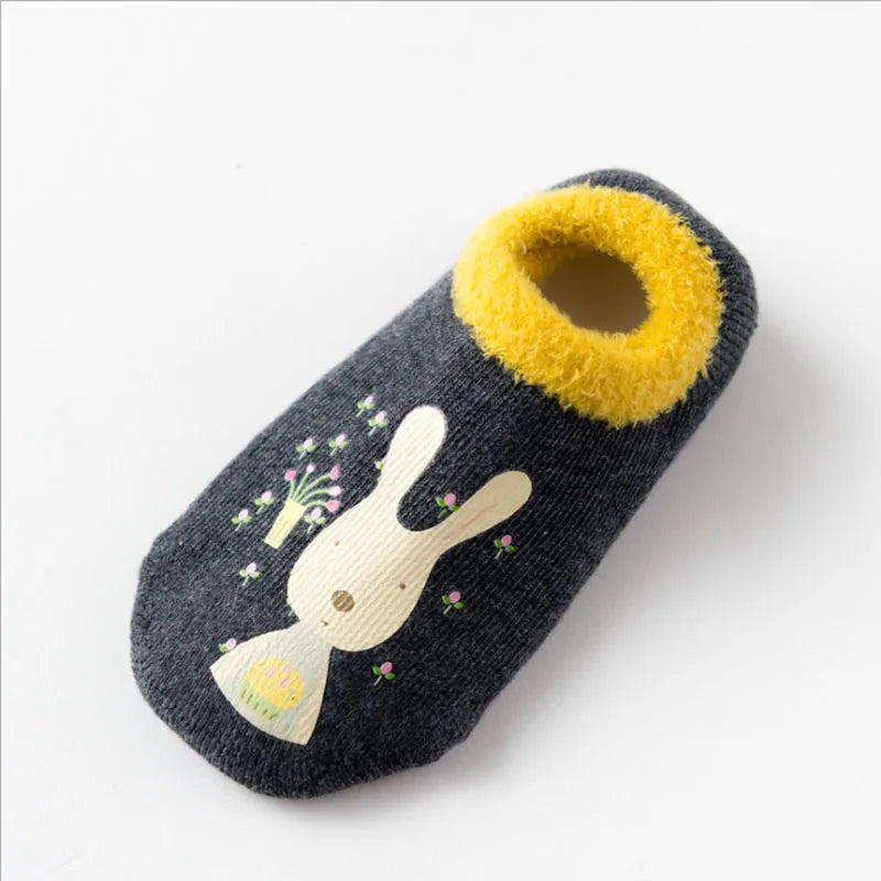 Chaussettes bébé chaudes et antidérapantes – Imprimé animal et éponge douce