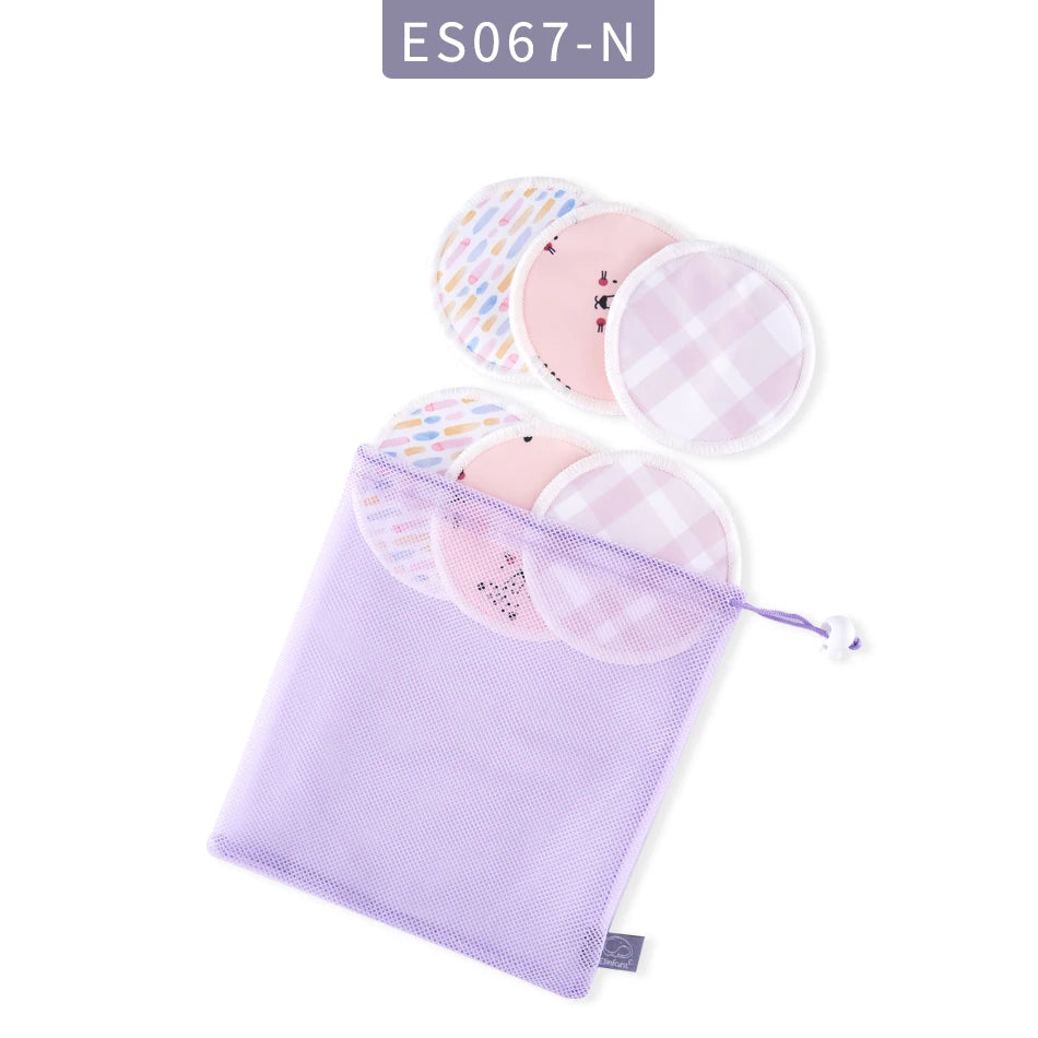 Elinfant Reusable Bamboo Breast Pads – 6pcs Washable Nursing Set with Bag