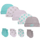 Ensemble bonnet et gants en coton pour bébé (0-6 mois)