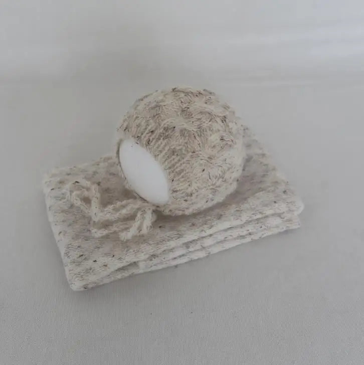Ensemble couverture et bonnet en mohair tricoté pour nouveau-né, accessoire photo
