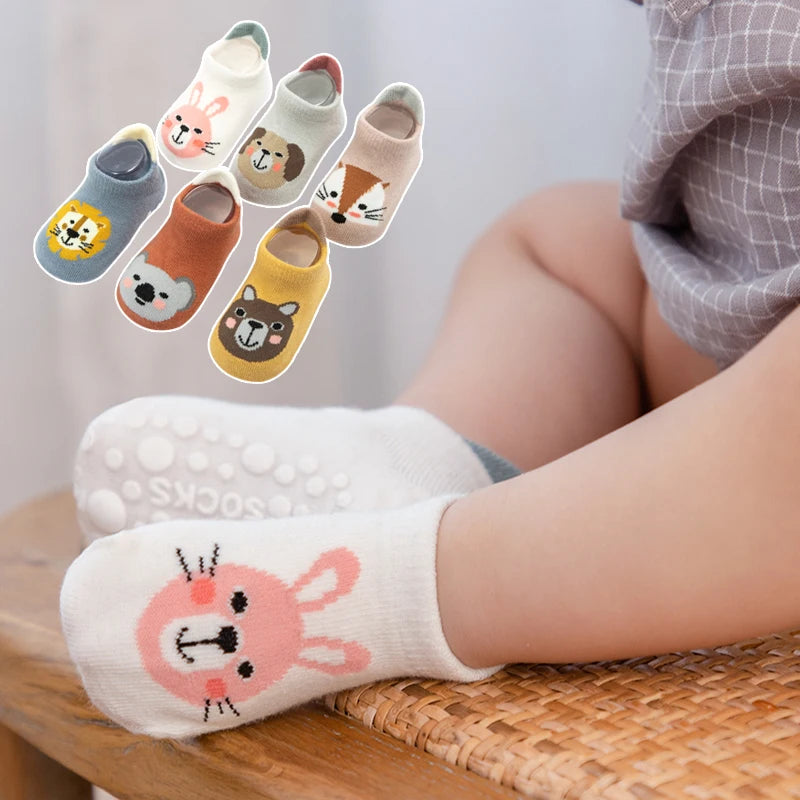 Chaussettes bébé antidérapantes mignonnes – Imprimé animal d'été