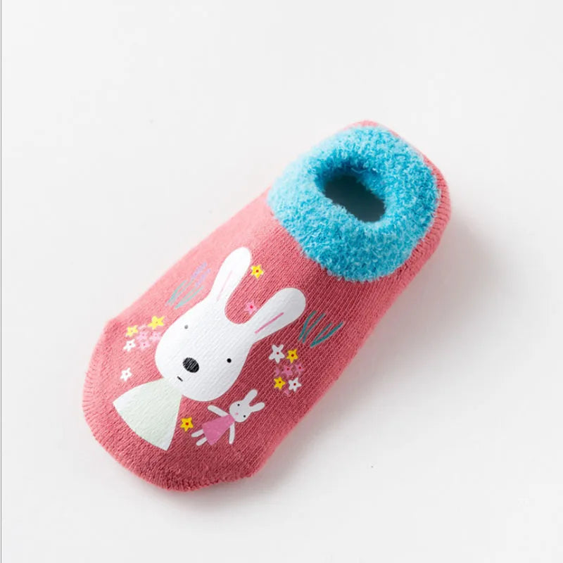 Chaussettes bébé chaudes et antidérapantes – Imprimé animal et éponge douce