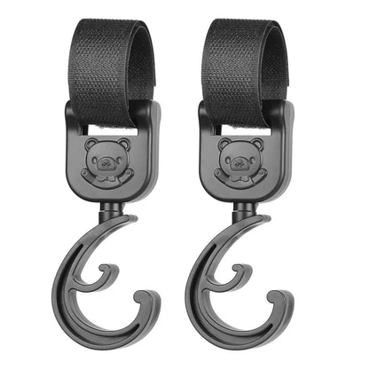 1 paire de crochets rotatifs à 360° pour poussette – Support universel pour poussette