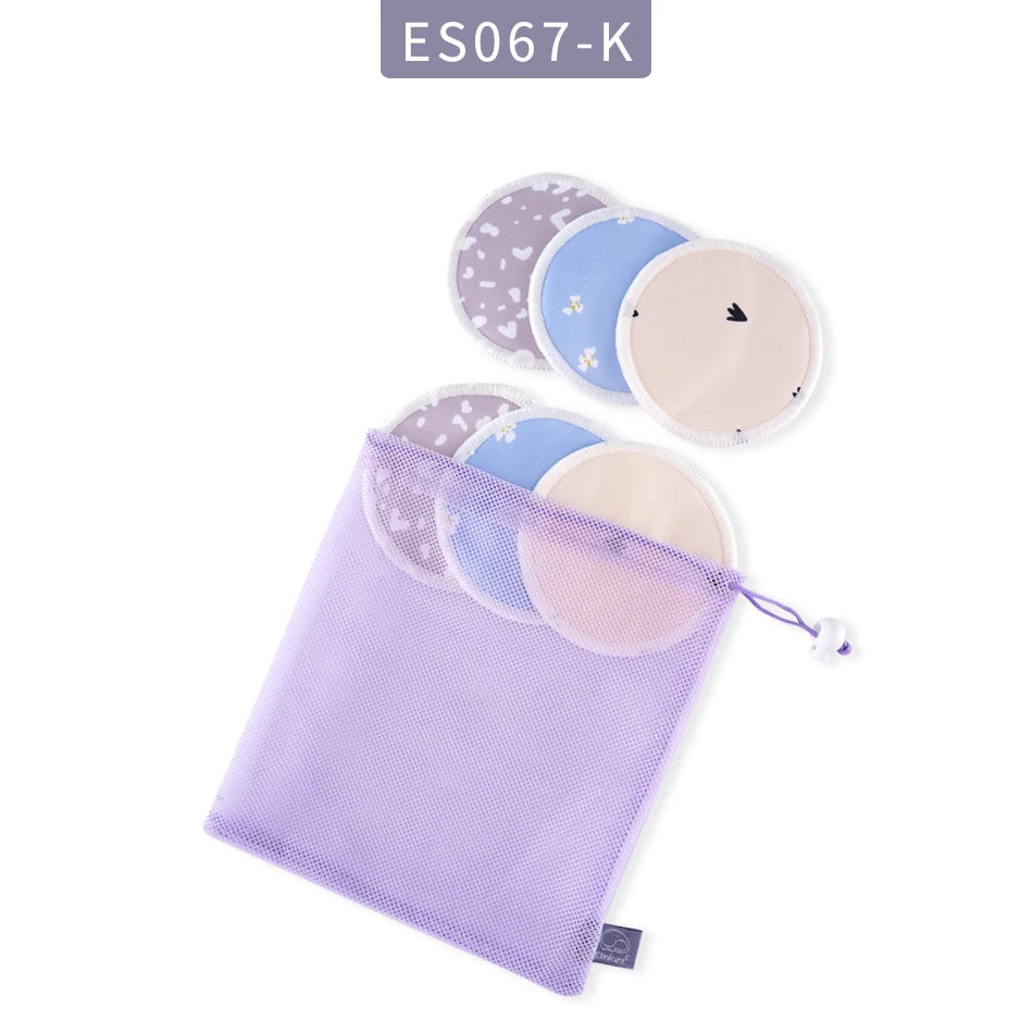 Elinfant Reusable Bamboo Breast Pads – 6pcs Washable Nursing Set with Bag