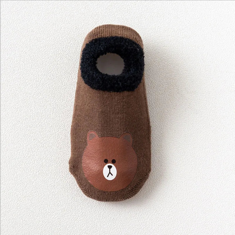 Chaussettes bébé chaudes et antidérapantes – Imprimé animal et éponge douce