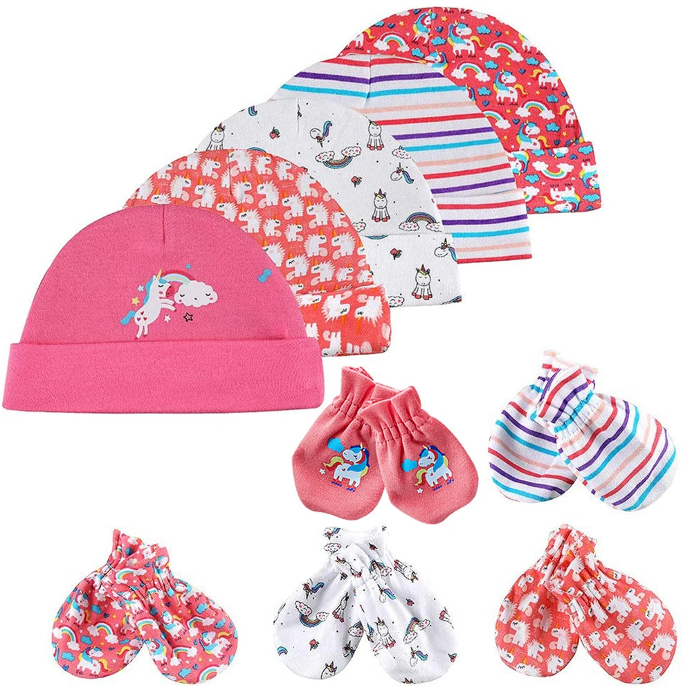 Ensemble bonnet et gants en coton pour bébé (0-6 mois)