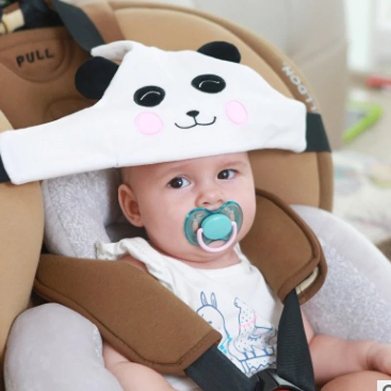 Cartoon Baby Car Pillow | Head Support & Adjustable Safety Belt