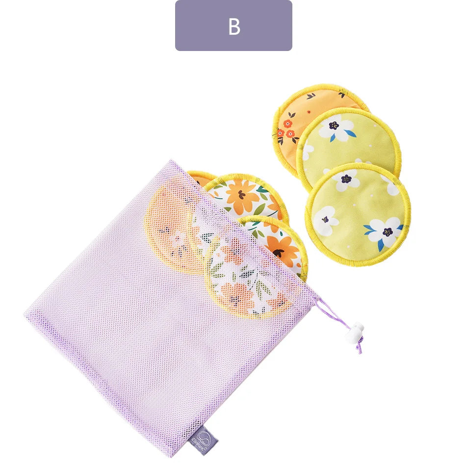Elinfant Reusable Bamboo Breast Pads – 6pcs Washable Nursing Set with Bag