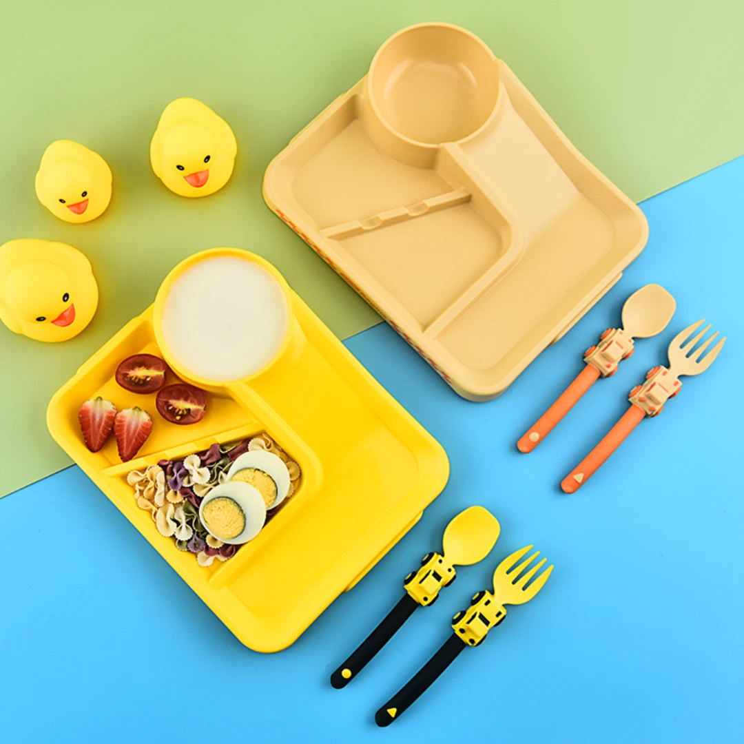 Infant Dinnerware – Spoon, Fork & Plate Kids Feeding Set