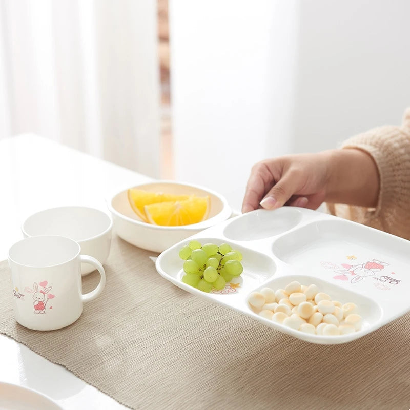 Ensemble repas pour enfants – Assiette compartimentée et ensemble cuillère/fourchette