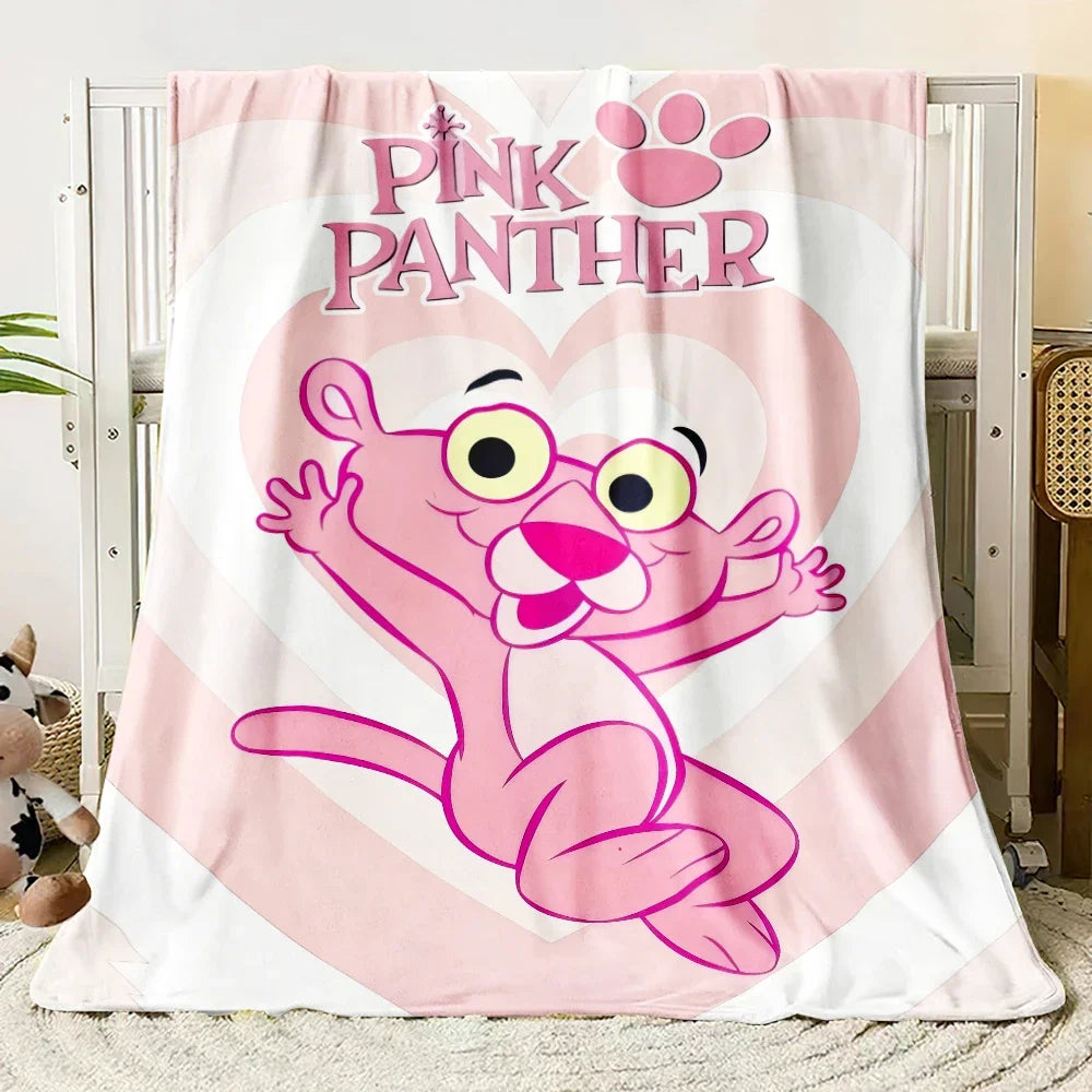 MINISO Pink Panther Flannel Blanket Suitable for Bedroom, Iving Room,sofa,student Nap,office Nap,camping Trip,children's Gift