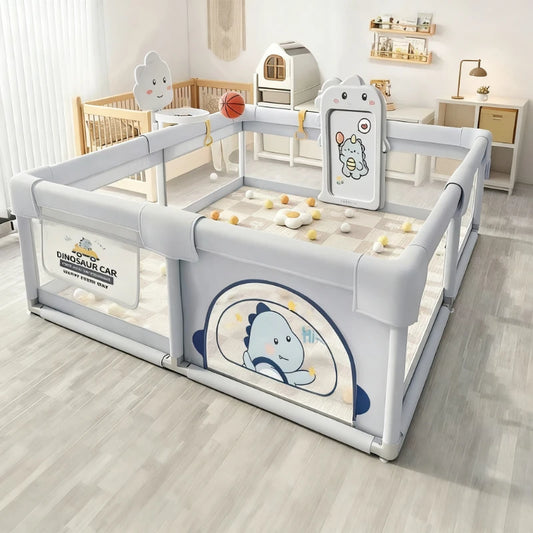 Childproof Play Yard with Safety Gate & Mat