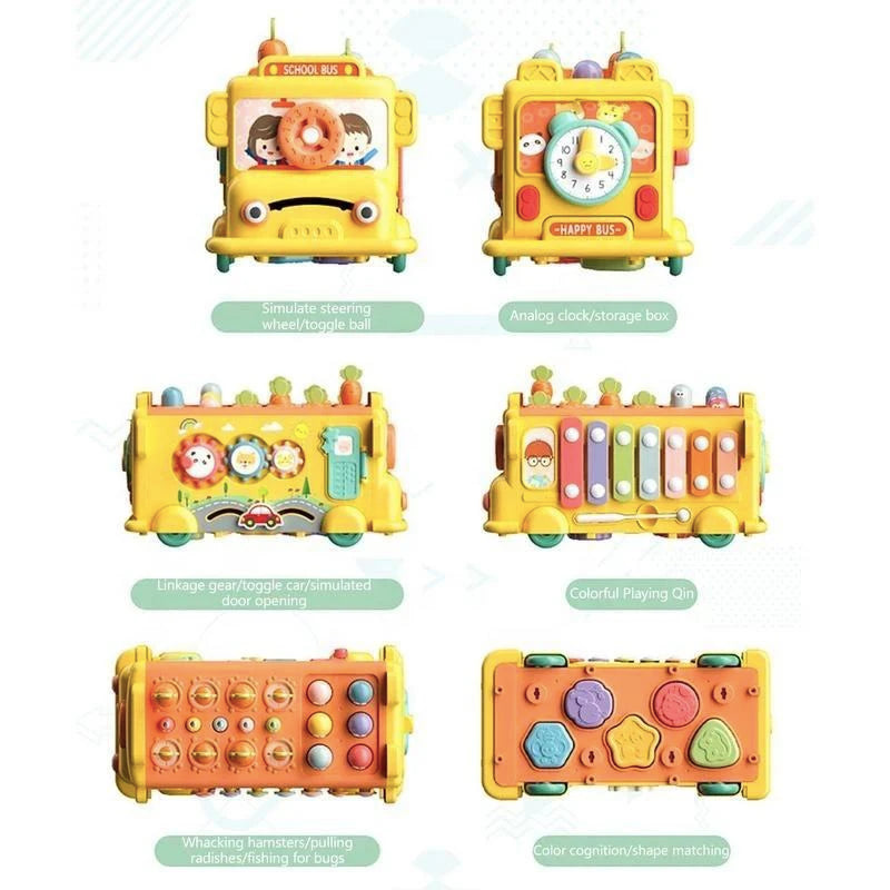 Jeu de bus Montessori – Labyrinthe, marteau et puzzle éducatif