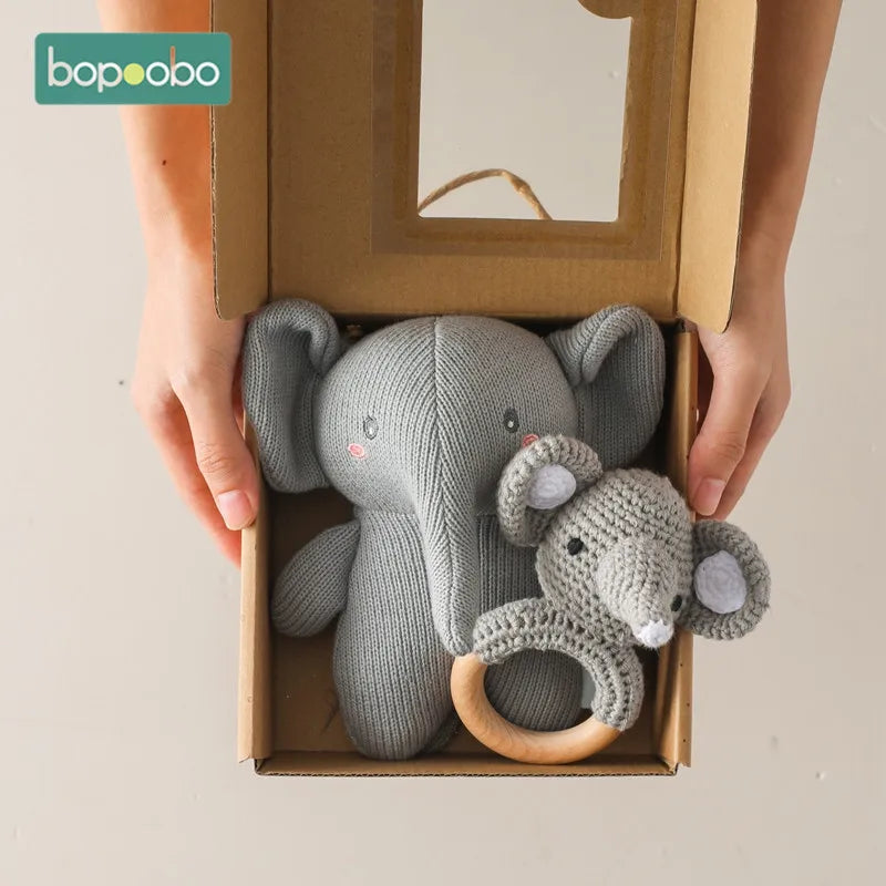 Handmade Crochet Bear & Rattles Set