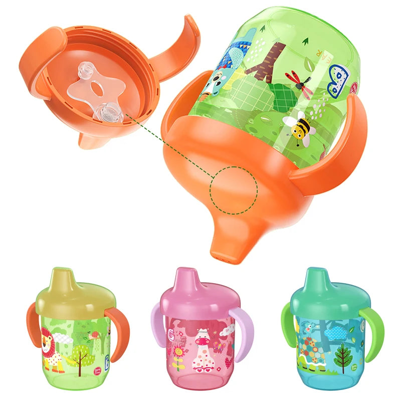 Gobelet d'apprentissage bébé en forme de bec de canard – Double poignée, couvercle à clapet, sans BPA et anti-fuites
