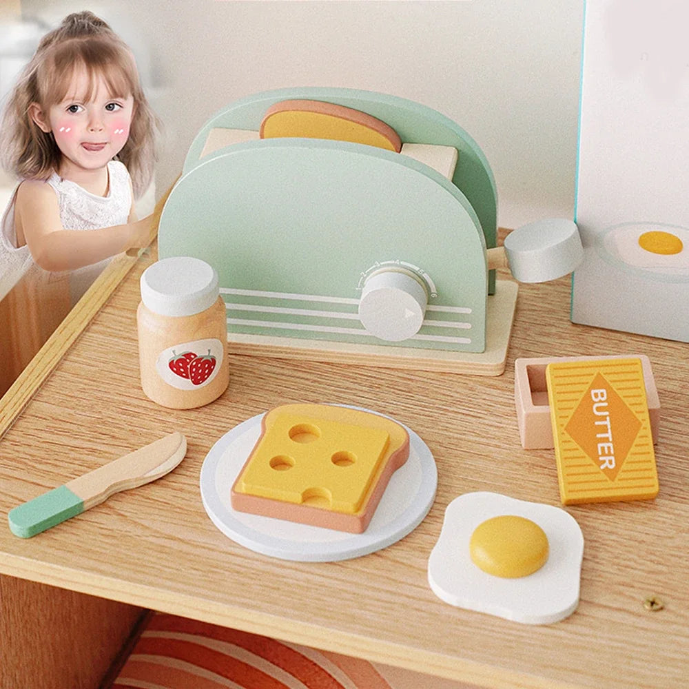Grille-pain en bois – Jeu de petit-déjeuner factice pour enfants