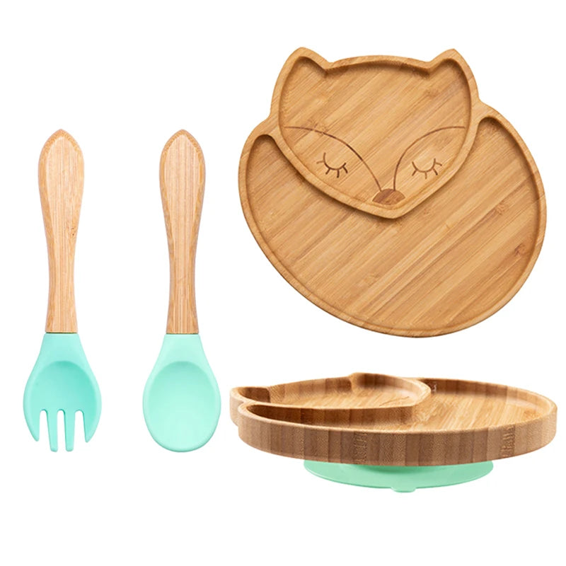 Baby Dinnerware – 3PCS Bamboo Plate & Suction Tableware