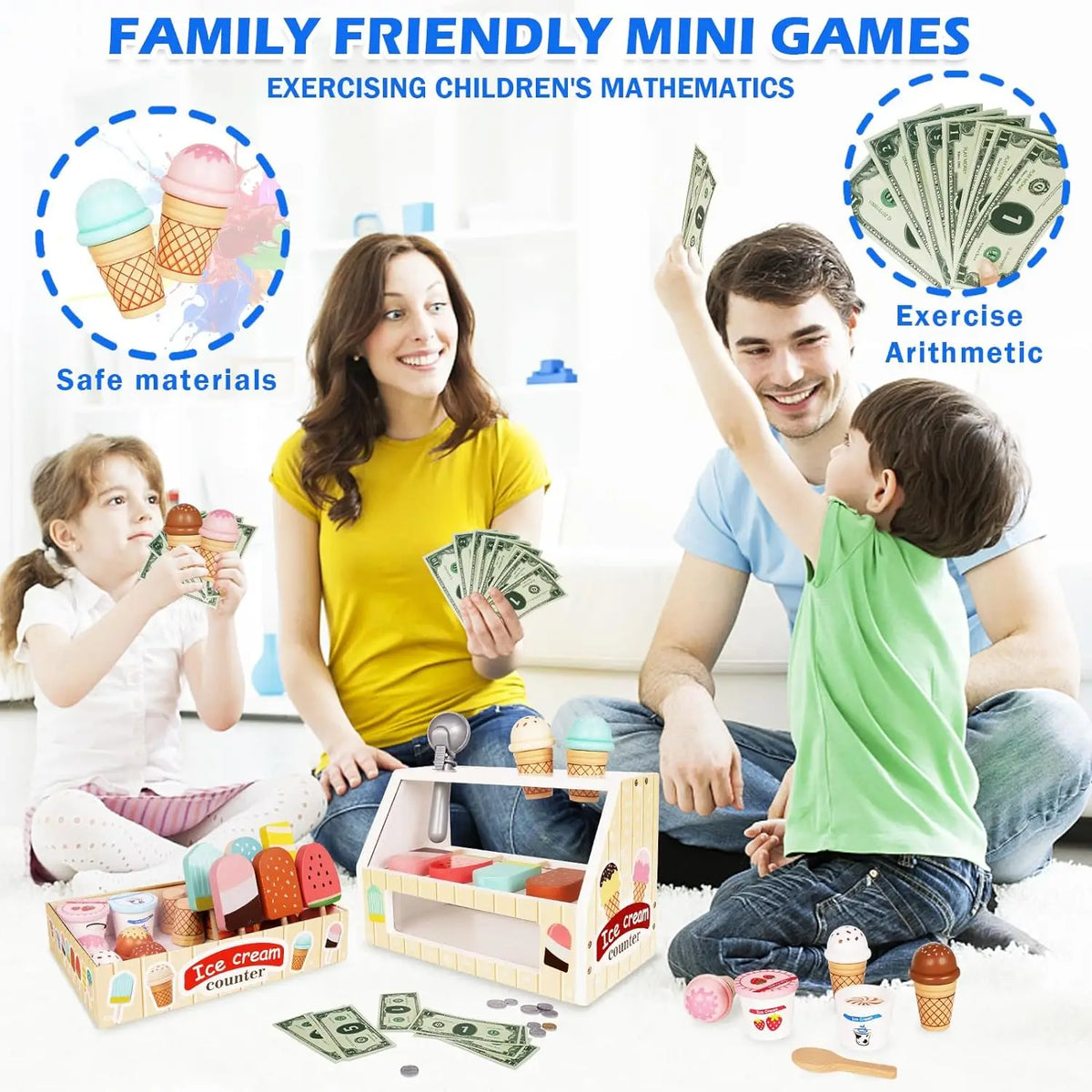 Ensemble de jeu de crème glacée en bois – Amusant pour les tout-petits !