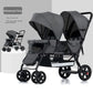 Poussette double multifonctionnelle pour jumeaux – Poussette double légère et pliable, à quatre roues