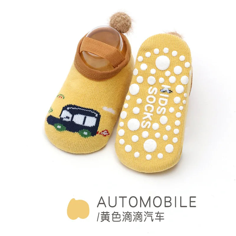 Chaussettes bébé antidérapantes mignonnes – Imprimé animal d'été