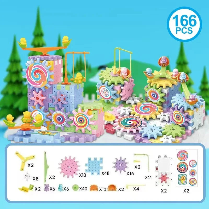 Kit de construction d'engrenages électriques éducatif pour enfants