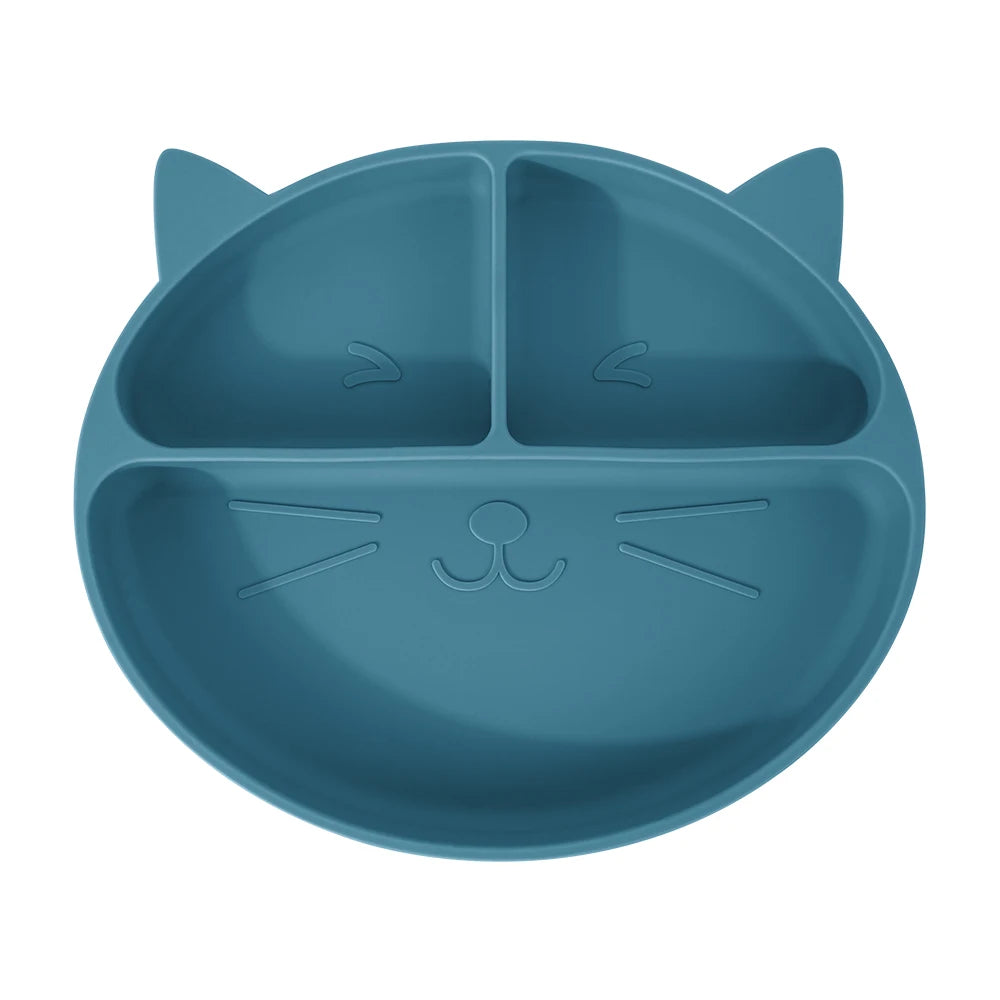 Ensemble repas pour tout-petits – Assiette et bol antidérapants en silicone à motifs.