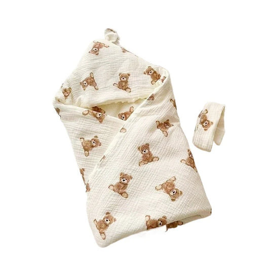 Couverture chaude pour nouveau-né, idéale pour l'automne et l'hiver. Adorable couverture en velours à motif ours pour bébé, parfaite pour la salle d'accouchement et la sortie de l'hôpital.