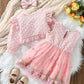 Ruffled Baby Girl Dress with Coat & Headband