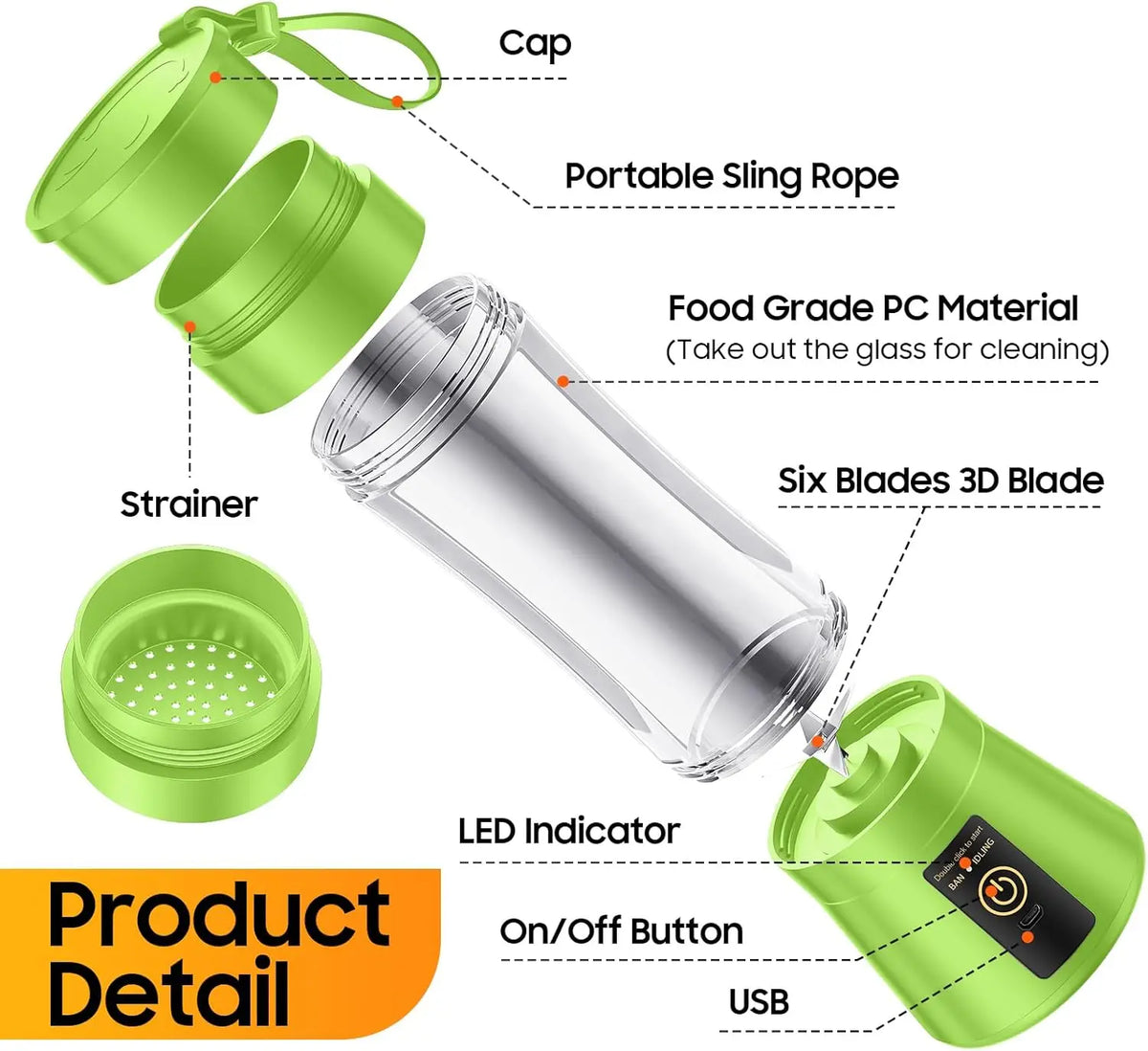 Portable Electric Baby Juicer – USB Smoothie & Shake Mixer