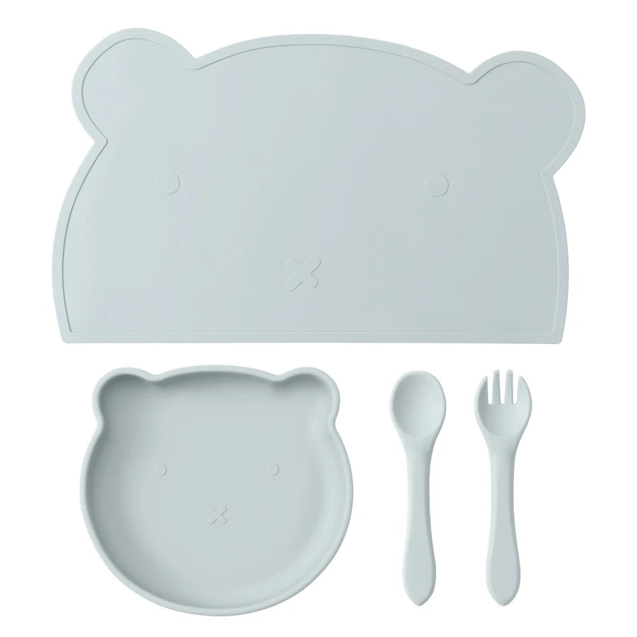 Baby Tableware Set – BPA-Free Silicone Plate, Utensils & Mat