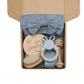 Newborn Bath Gift Set – Cotton Blanket, Milestone Cards & Rattle