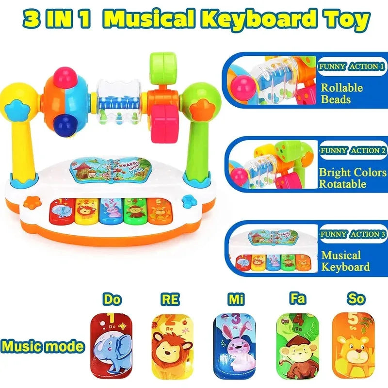 Piano rotatif pour bébé – Lumières et sons amusants !