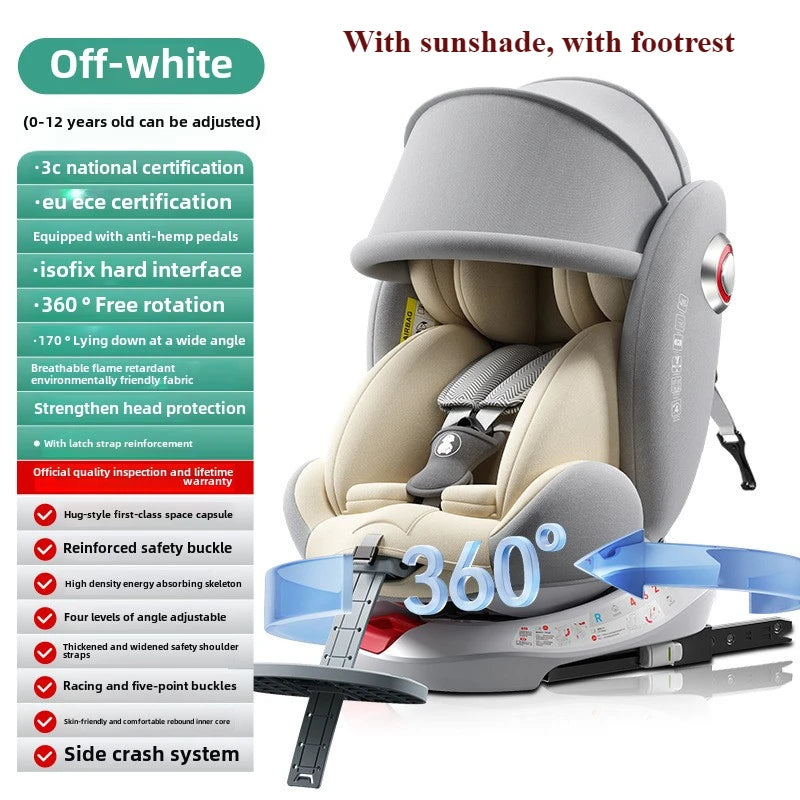 Universal Baby Car Seat | Safe ISOFIX, Rotates 360°, Age 0-12Y