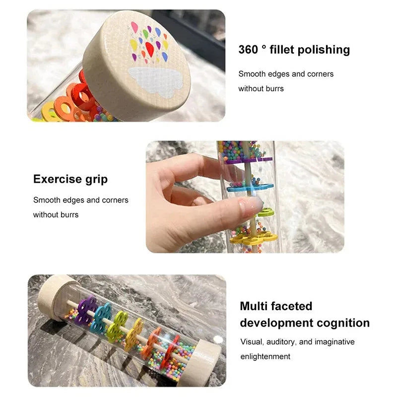 Montessori Rain Stick – Rainbow Sensory Rattle for Kids