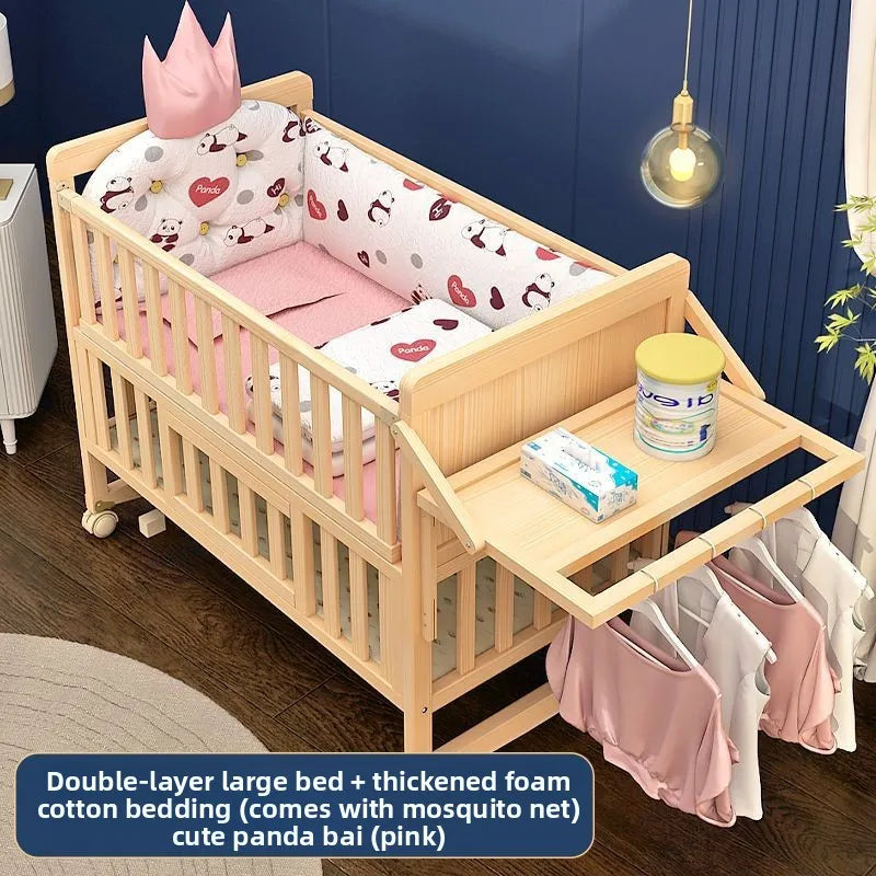 Convertible Baby Bed – Solid Wood & Adjustable Cradle
