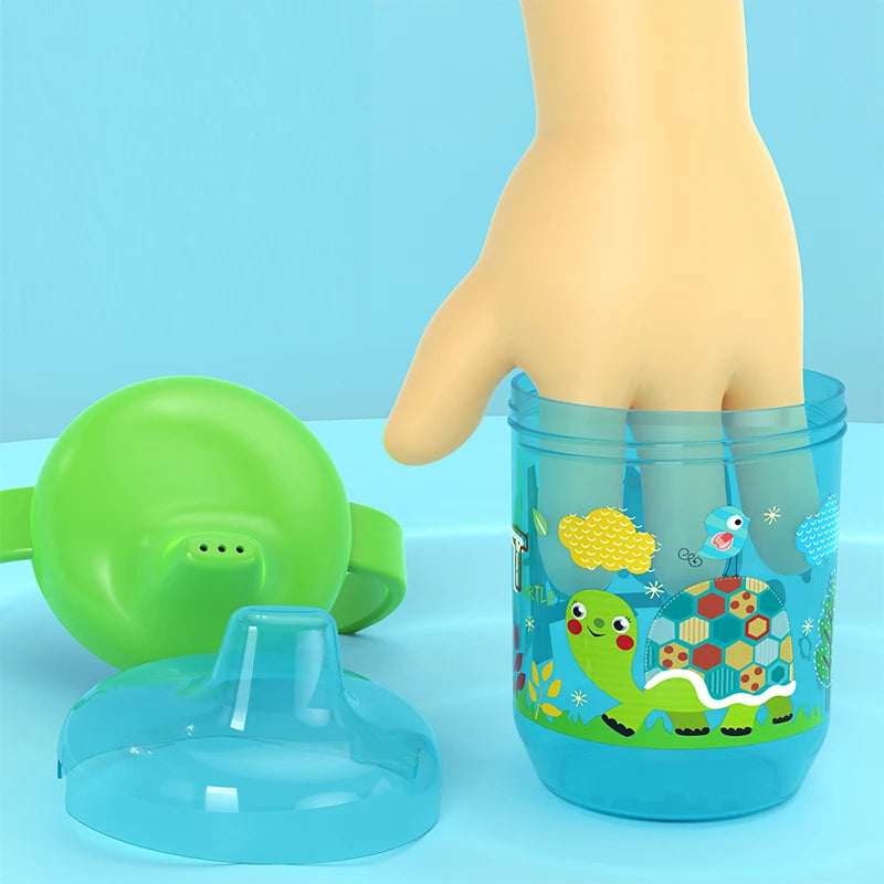 Gobelet d'apprentissage bébé en forme de bec de canard – Double poignée, couvercle à clapet, sans BPA et anti-fuites