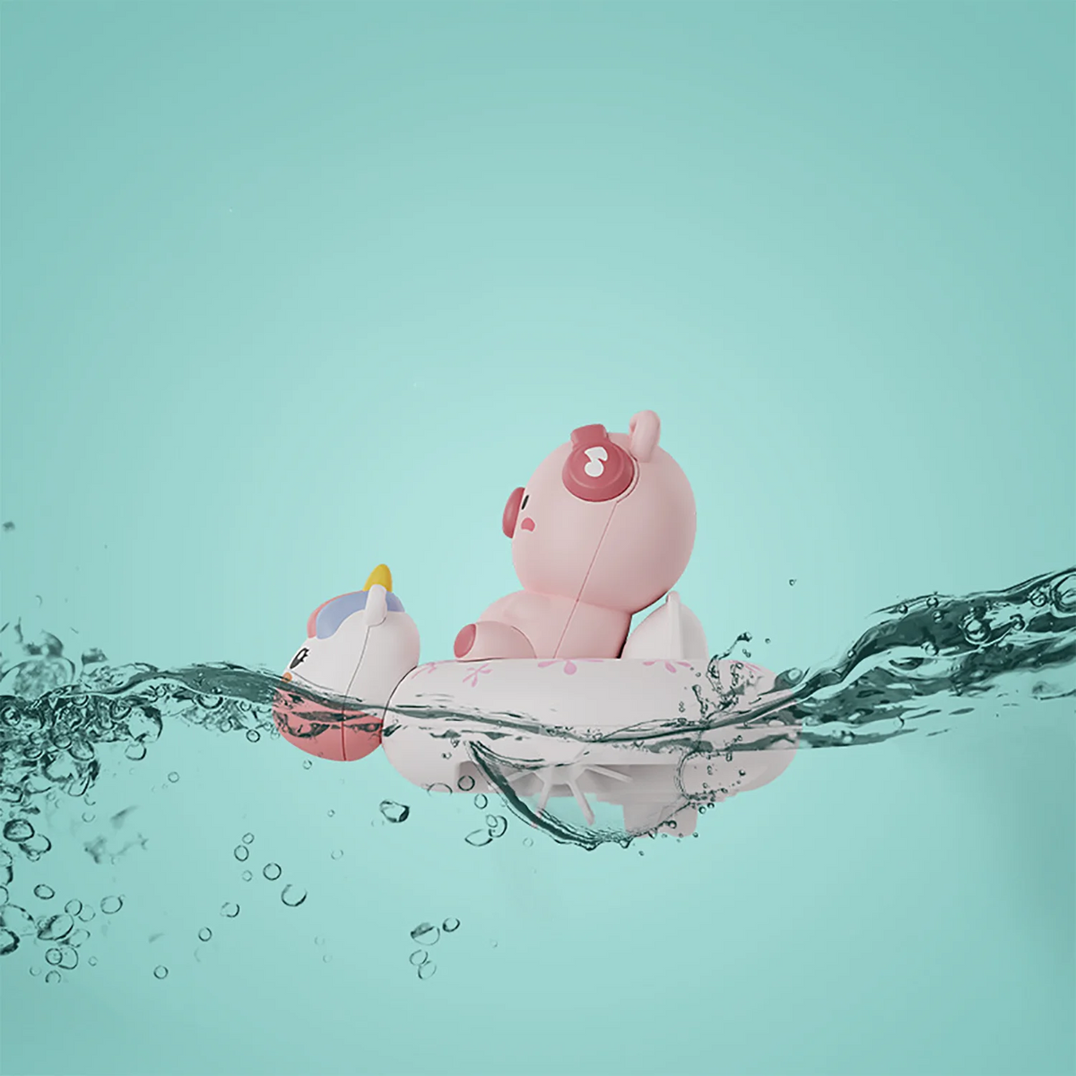 Jouet de bain pour tout-petits – Ensemble de jeu d'eau Lapin et Cochon Rameurs