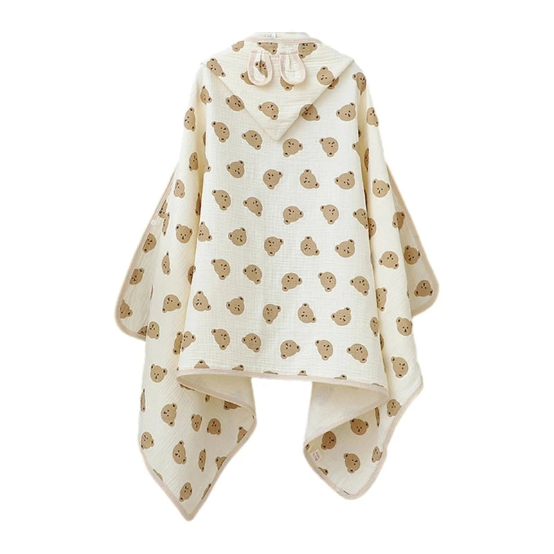 Serviette de bain bébé à capuche en coton doux – Peignoir poncho oreilles de lapin