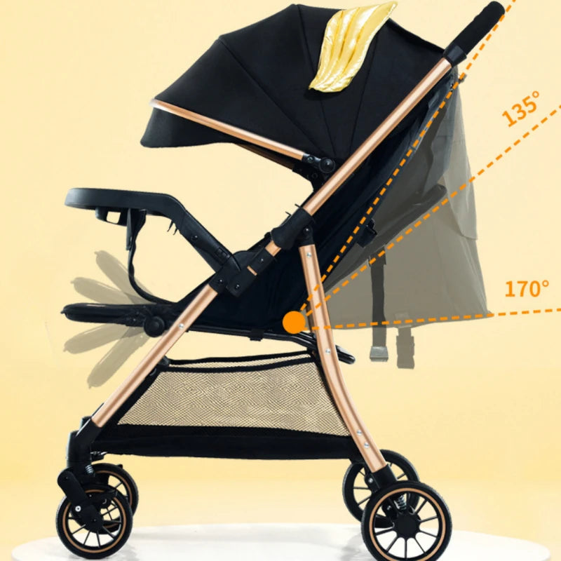 Poussette bébé pliable, légère et réversible – Poussette portable à vue dégagée