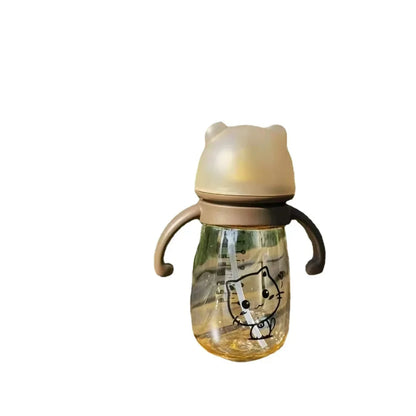 300ml Baby Feeding Bottle – Drop-Proof Wide-Caliber Cup with Straw & Handles
