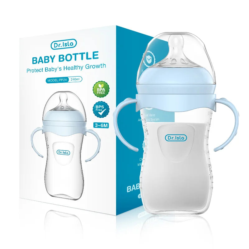 Biberon bébé en polypropylène (PP) de 150/240/330 ml avec poignée, biberon résistant pour nouveau-né