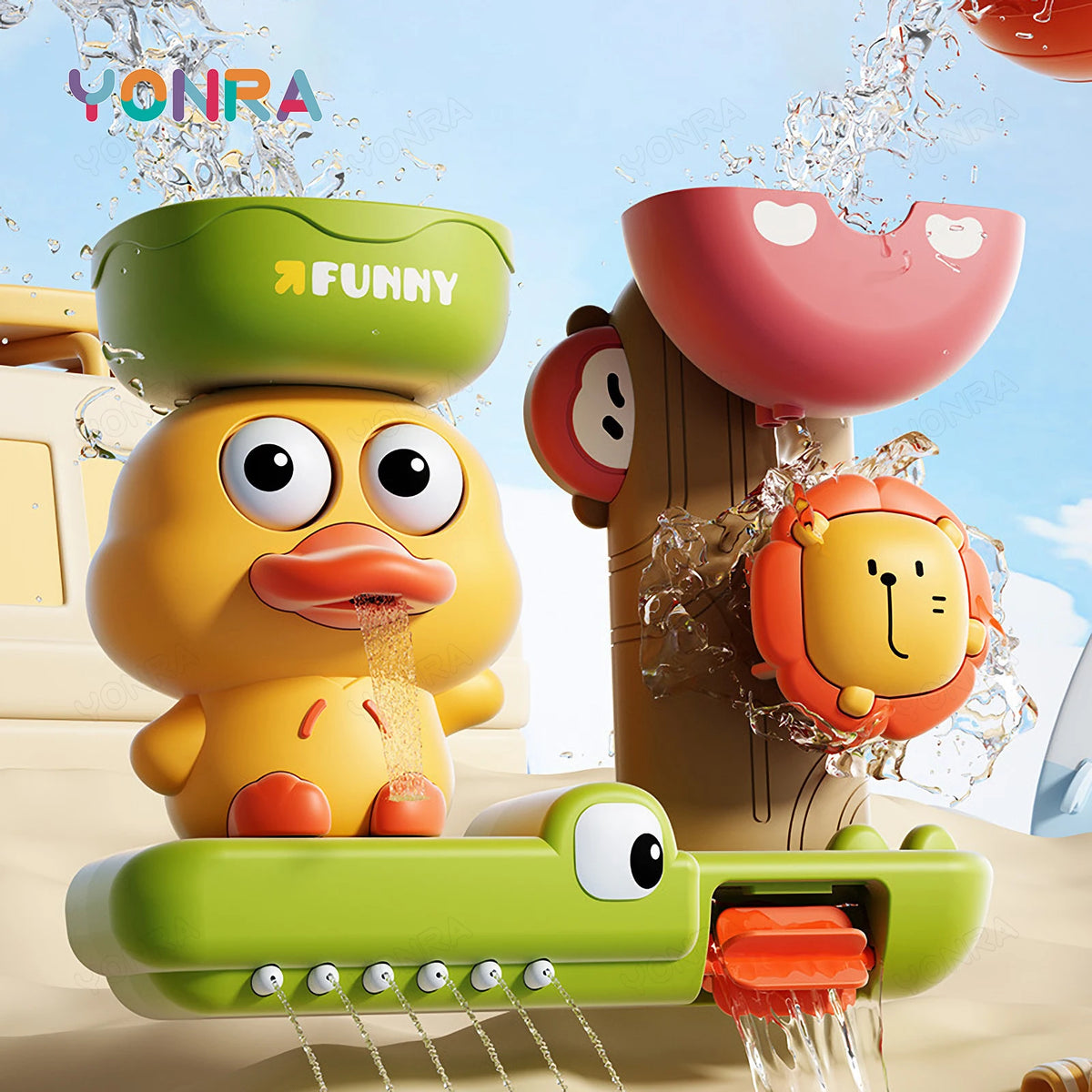 Cute Duck Bathtub Toy – Kids Shower Play Set Birthday Gift Idea